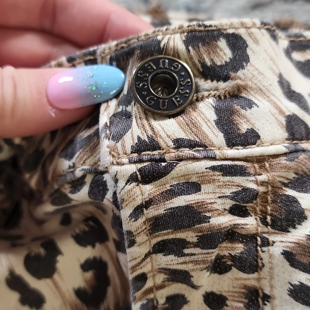 Vintage Guess Y2K Skinny Jeans Lowrise Leopard Print Pants